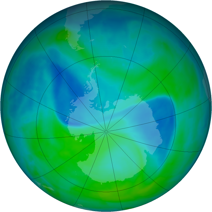 Antarctic ozone map for 20 December 2008